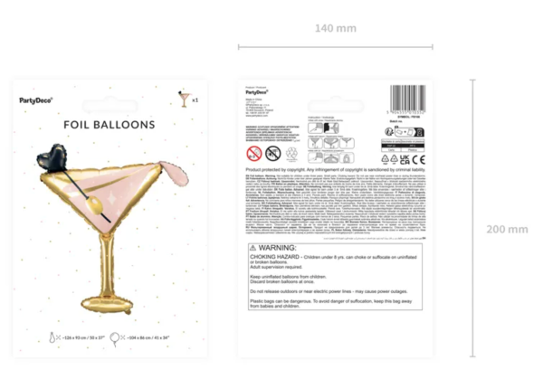 XXL Folienballon - Cocktailglas - 104cm x 86cm